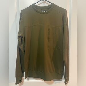 Zyia Men’s Long Sleeve Army Olive Green T with Front Zipper Pocket Sz S